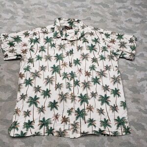 Cooke Street Shirt Mens 2XL White Palm Tree Short Sleeve Button Up Hawaiian
